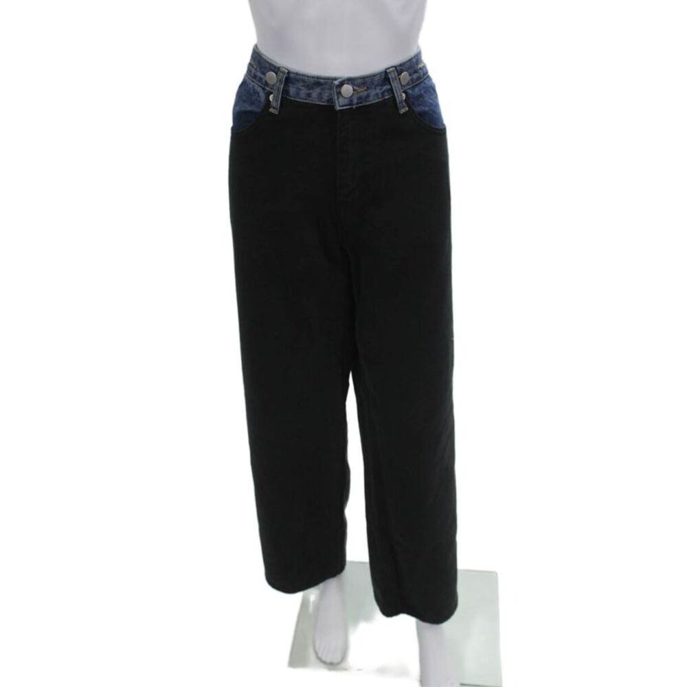 Edition Unisex Cropped High Rise Solid Black Cotton Pants 30 Inseam Size M